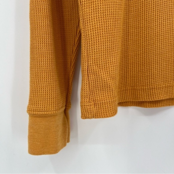 Anthropologie Back When "Do Good" Waffle Thermal Long Sleeve Top in Mustard M - Picture 7 of 8